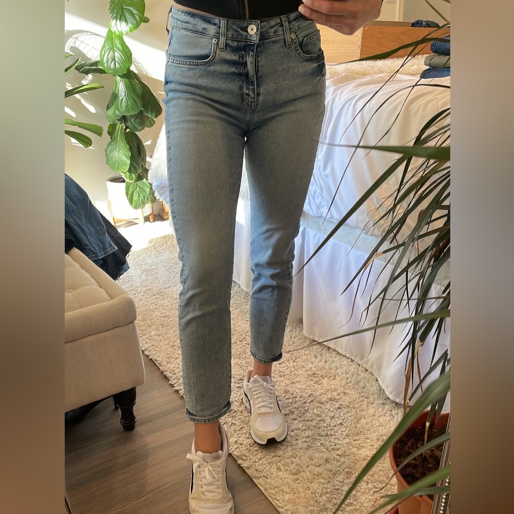 Father’s daughter light wash denim
